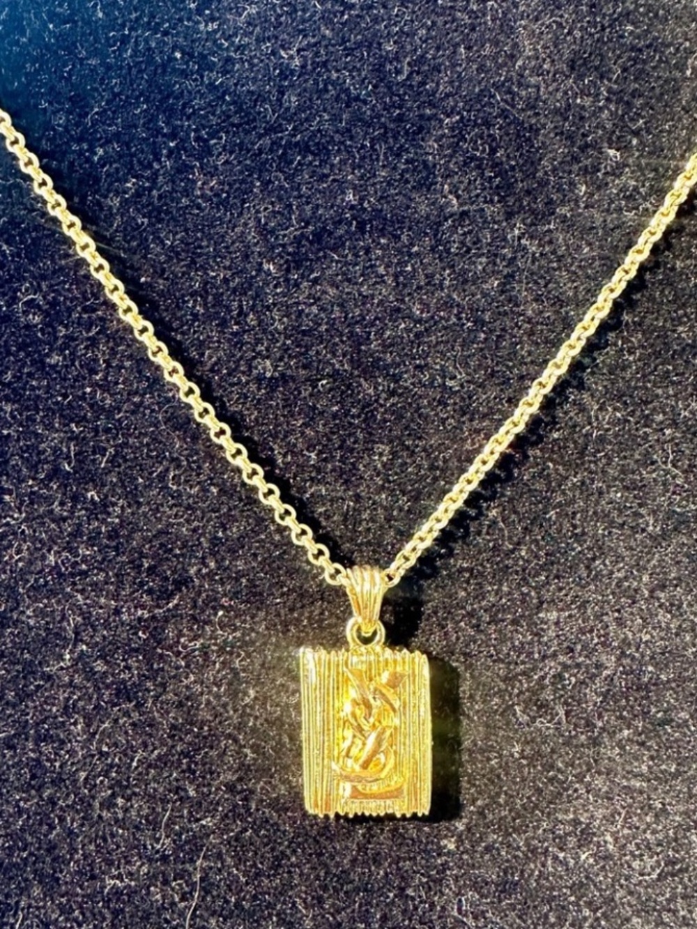 Yves Saint Laurent Gold-tone Logo Pendant Necklace
